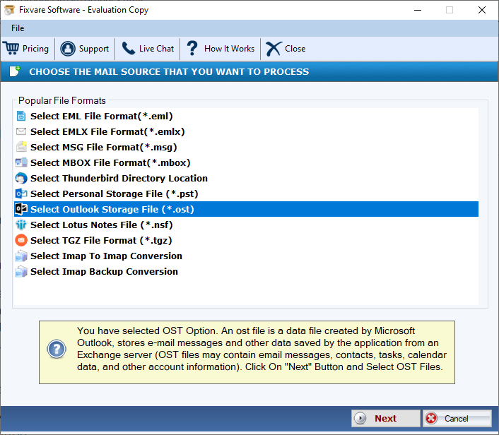 FixVare OST to EMLX Converter software